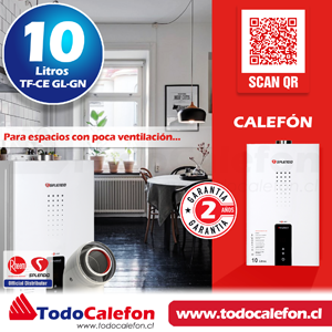 Calefón Splendid Solar Templatech Tiro Balanceado Cámara Estanca 10 Litros Gas Licuado