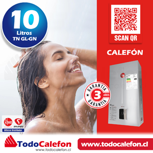 Calefon RHEEM Tiro Natural 10 Litros Gas Licuado