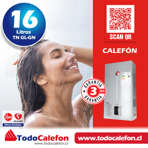 Calefon RHEEM Tiro Natural 16 Litros Gas Licuado