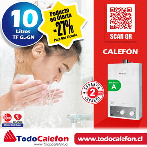Calefon SPLENDID Tiro Forzado Master 10 Litros Gas Licuado
