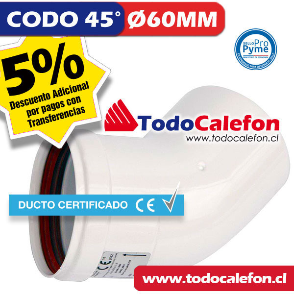 Codo 45° SPLENDID Ø60MM Cámara Abierta