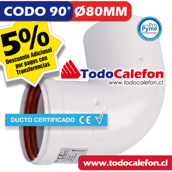 Codo 90° SPLENDID Ø80MM Cámara Abierta