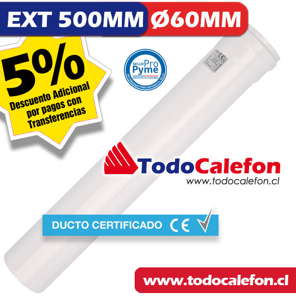 Extensión Ducto 500mm Splendid Ø60MM Cámara Abierta