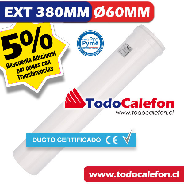 Extensión Ducto 380mm Splendid Ø60MM Cámara Abierta