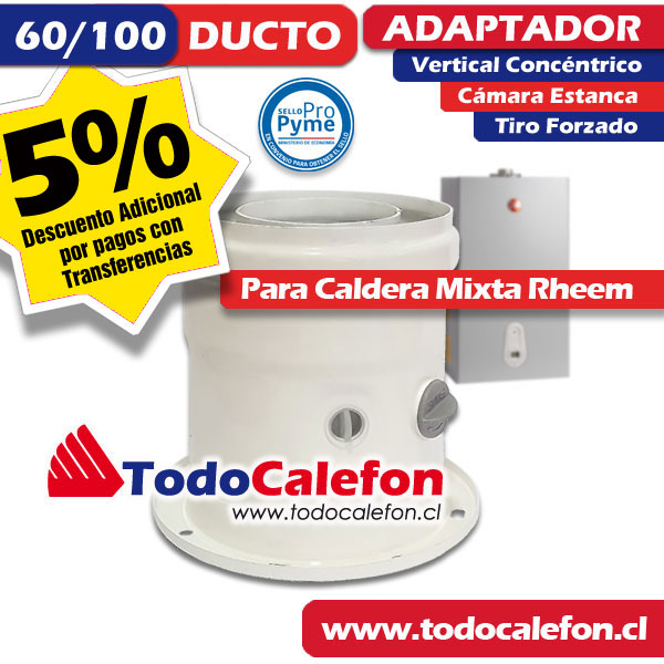 Adaptador Rheem Vertical Concéntrico 60mm/100mm