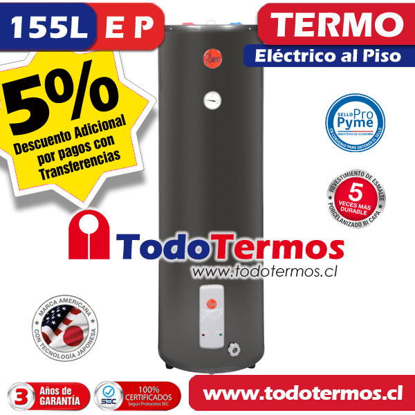 Termo Eléctrico RHEEM 155 Litros 220V al Piso