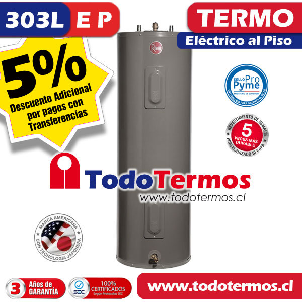 Termo Eléctrico RHEEM 303 Litros 220V al Piso