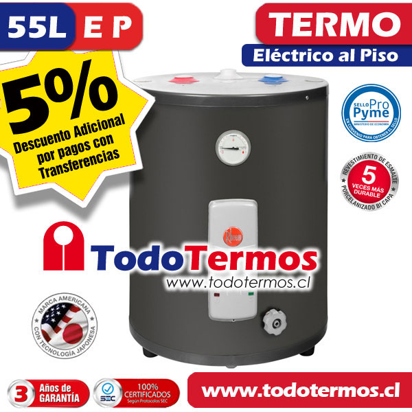 Termo Eléctrico RHEEM 55 Litros 220V al Piso