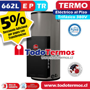 Termo Eléctrico RHEEM 662 Litros 380V al Piso