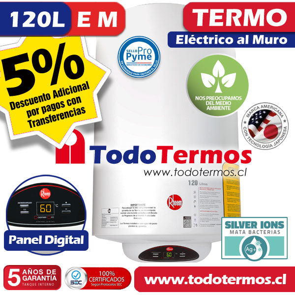 Termo Eléctrico Rheem 120 Litros MURO