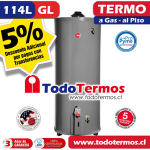 Termo RHEEM Gas al Piso 114 Litros Gas Licuado