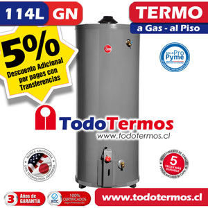 Termo RHEEM Gas al Piso 114 Litros Gas Natural