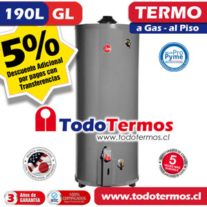 Termo RHEEM Gas al Piso 190 Litros Gas Licuado