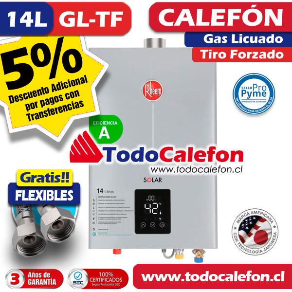 Calefón Rheem Tiro Forzado 14L GL Línea Prestige™