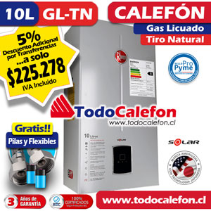 Calefon RHEEM Tiro Natural 10 Litros Gas Licuado