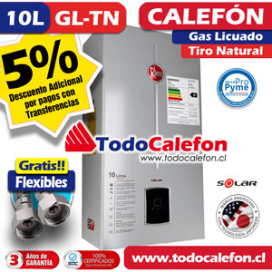 Calefon RHEEM Tiro Natural 10 Litros Gas Licuado