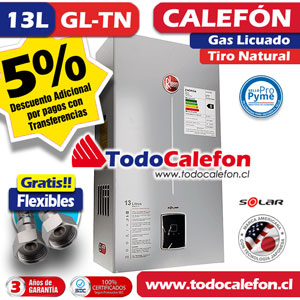 Calefon RHEEM Tiro Natural 13 Litros Gas Licuado
