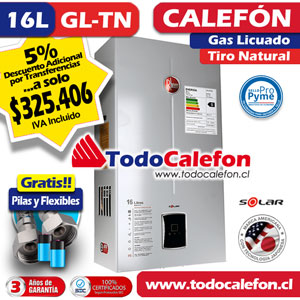 Calefon RHEEM Tiro Natural 16 Litros Gas Licuado