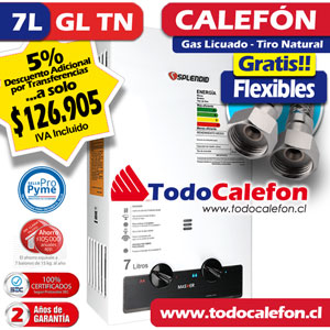 Calefon SPLENDID Tiro Natural Master 7 Litros Gas Licuado NUEVO