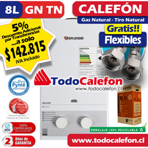 Calefon SPLENDID Tiro Natural Master 8 Litros Gas Natural